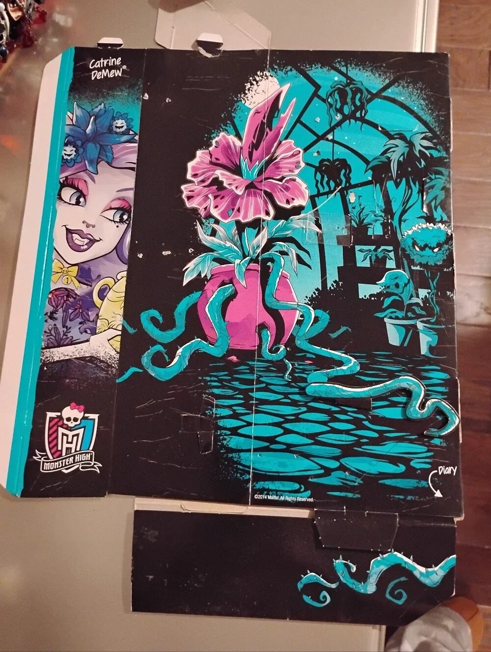Monster High Floral Tentacle Graphic Box Panel - Teal & Pink Artwork - Picture 2 of 4